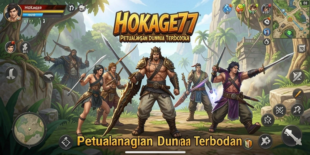 Screenshot gameplay HOKAGE77 menunjukkan dunia terbuka yang menakjubkan dan menarik.