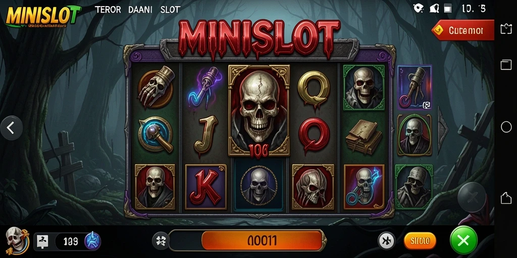 Tampilan horor menegangkan dalam gameplay MINISLOT.