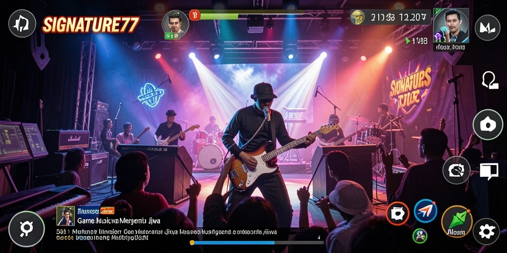 Tampilan gameplay SIGNATURE77 dengan ritme musik yang menarik.