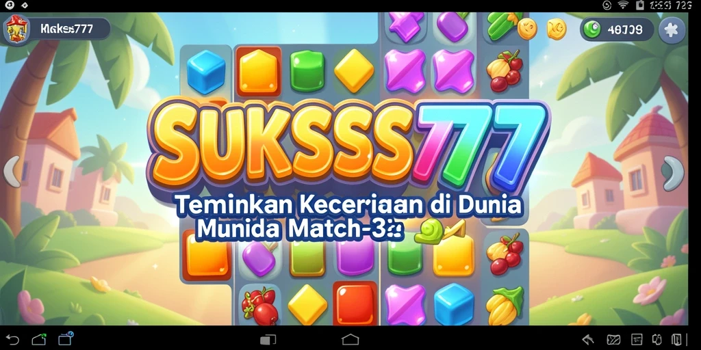 Screenshot utama SUKSES777 menampilkan aksi seru dalam gameplay Match-3.